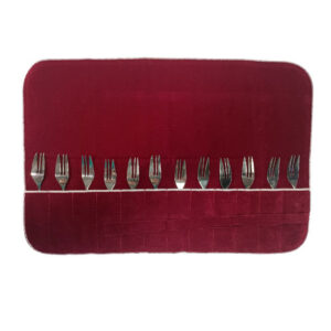 Cutlery Cloths - For 12 Fruit/Fish Forks - Bordeaux Color